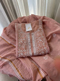 PINK TISSUE CHIKANKARI KURTA SET