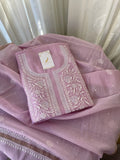 LAVENDER MAHESHWARI CHIKANKARI KURTA SET