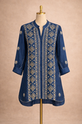 BLUE CHANDERI CHIKANKARI COORDSET